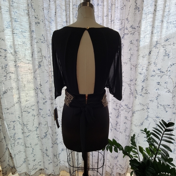 XOXO Evening Black Dress with beaded waist Size 1/2 - Picture 4 of 11